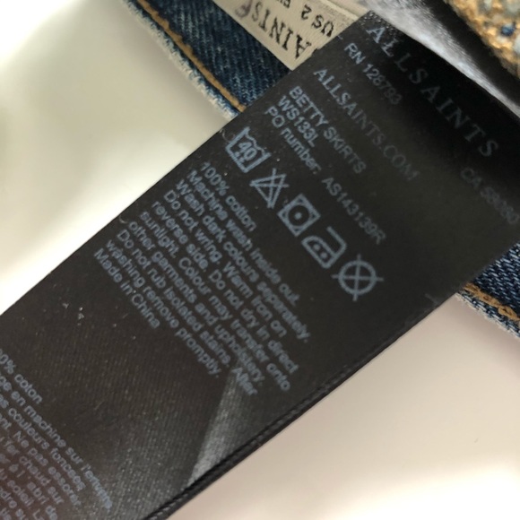 AllSaints Betty Denim Mini Skirt Size 2 - Picture 7 of 8